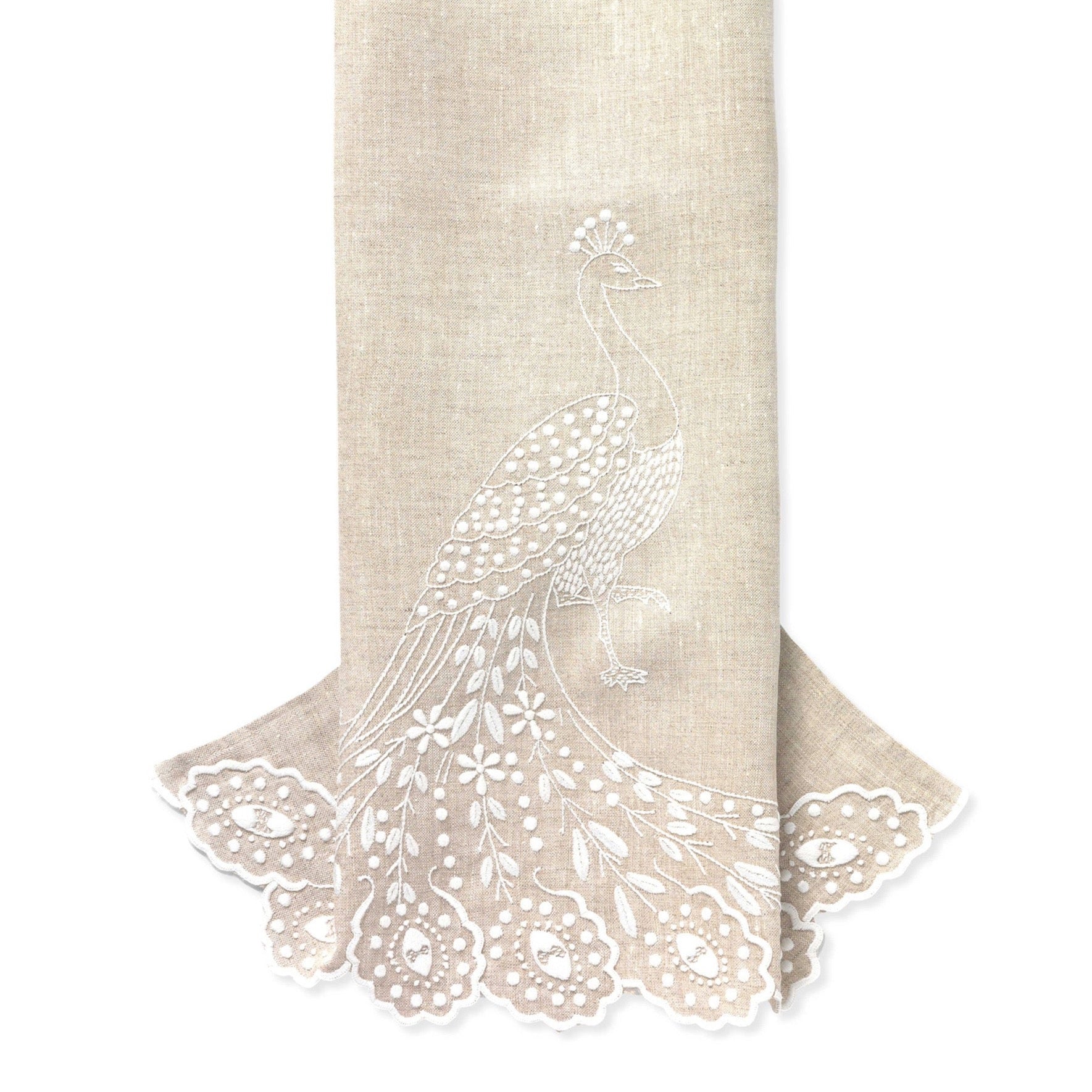 Peacock Guest Towel - Oatmeal