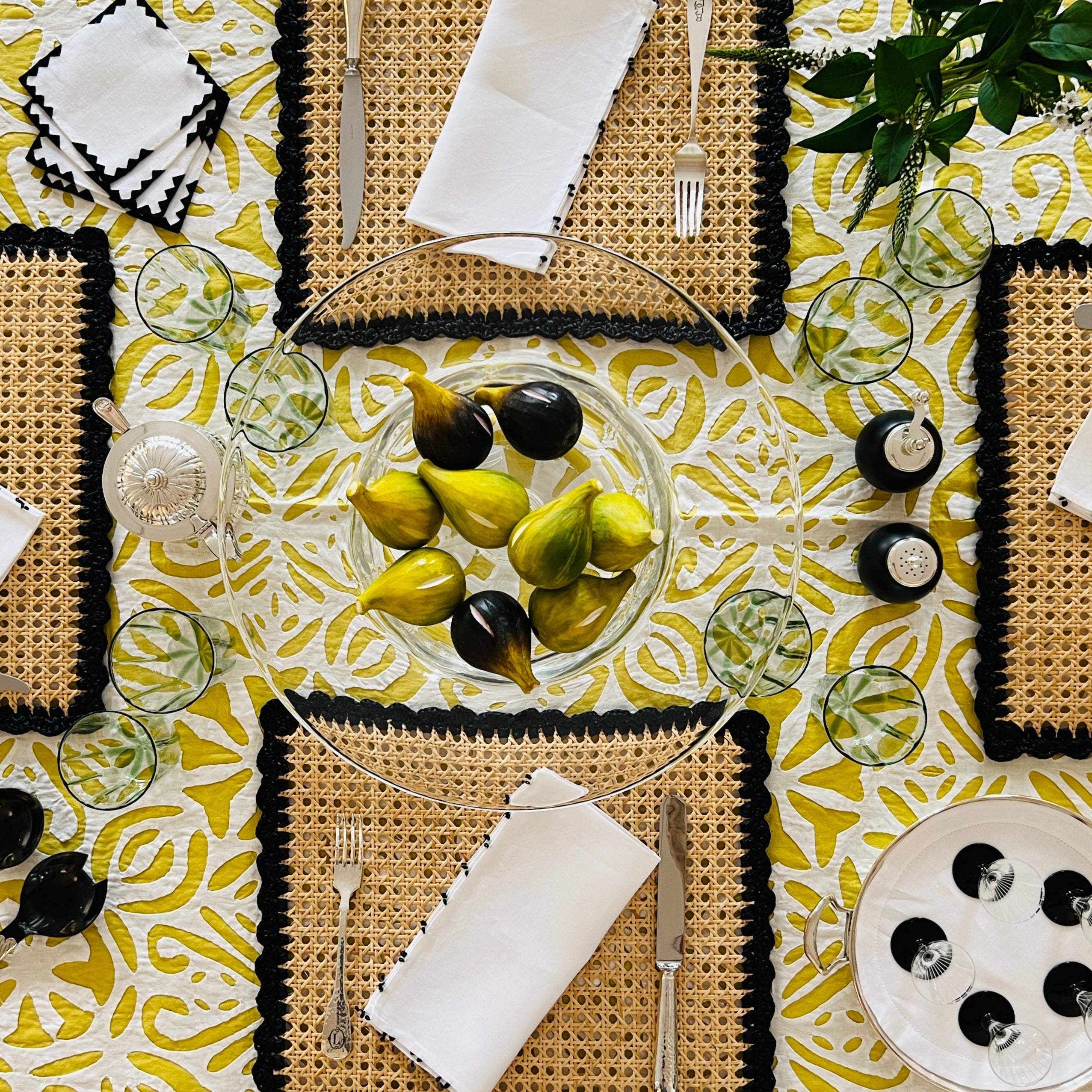 Paglia di Vienna Rectangular Placemat - Black