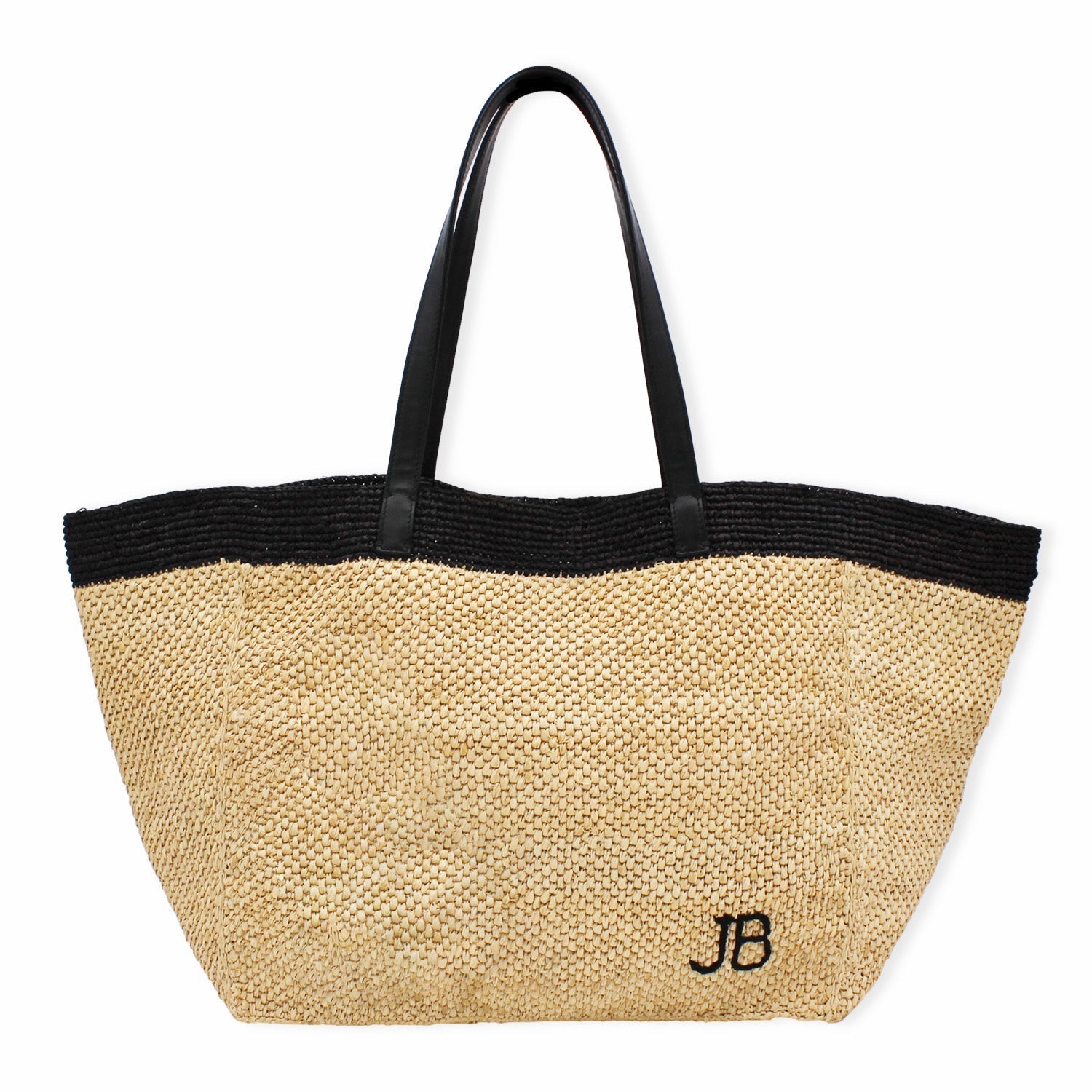 Paglia Striped Bag with Leather Handles-Julia B. Casa