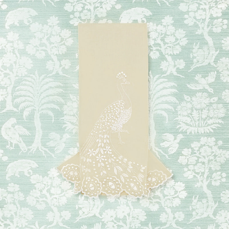 Peacock Guest Towel - Oatmeal