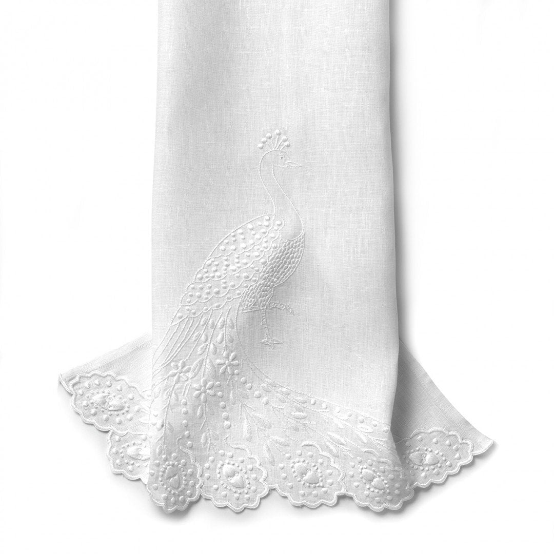 Peacock Guest Towel - White-Julia B. Casa