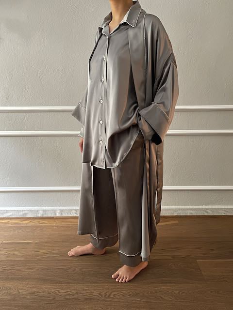 Silk Kimono - Pearl Grey-Julia B. Casa