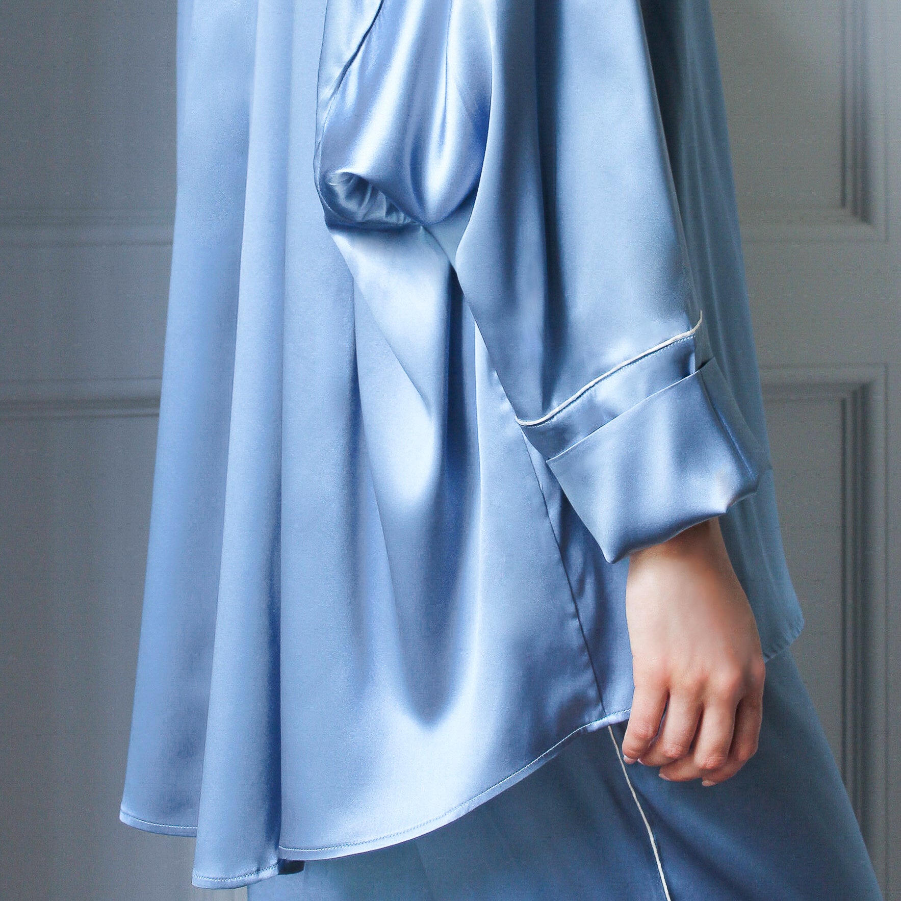 Silk Pajama Set - French Blue-Julia B. Casa