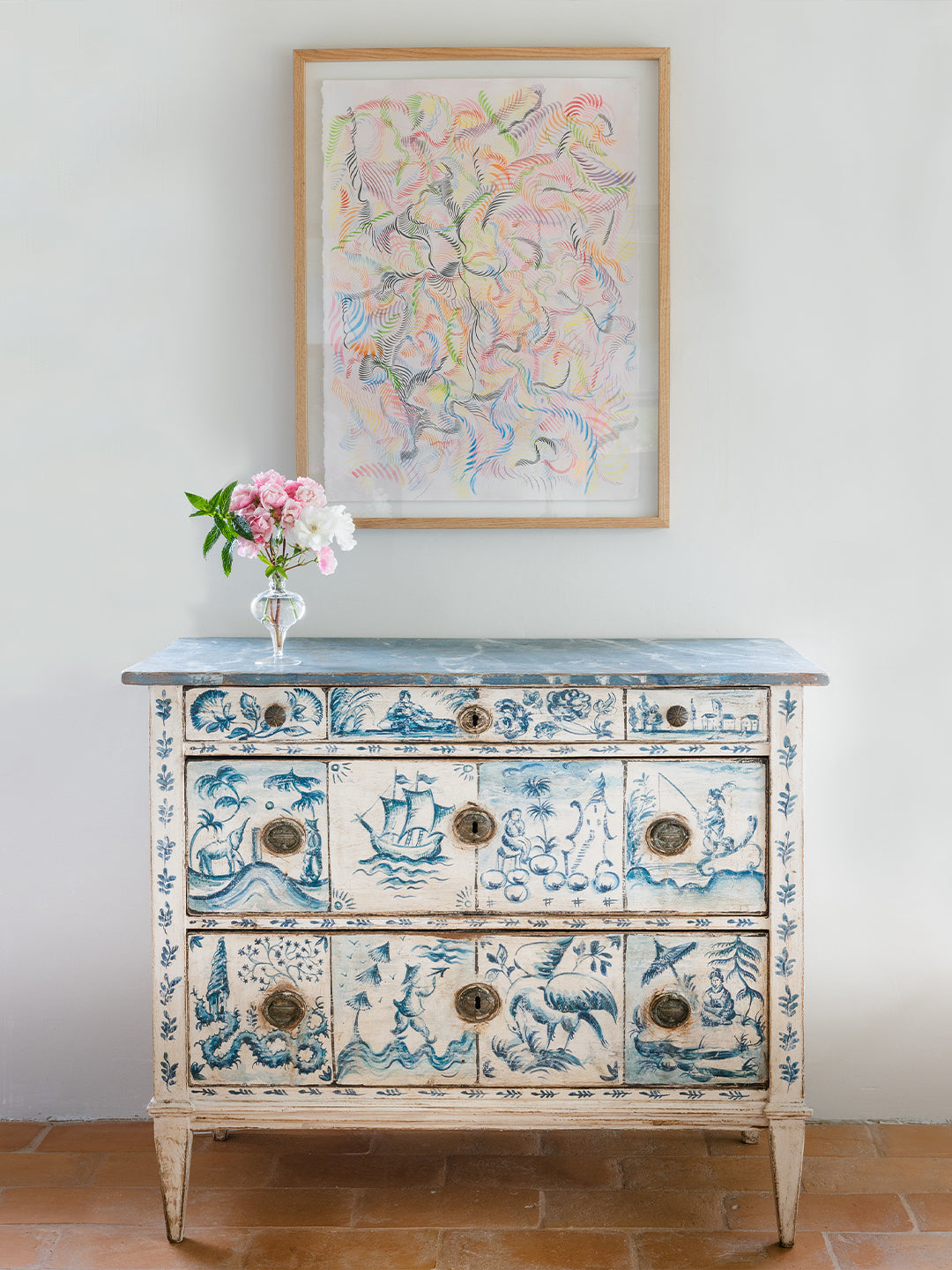 Blue Delft Tile Chest