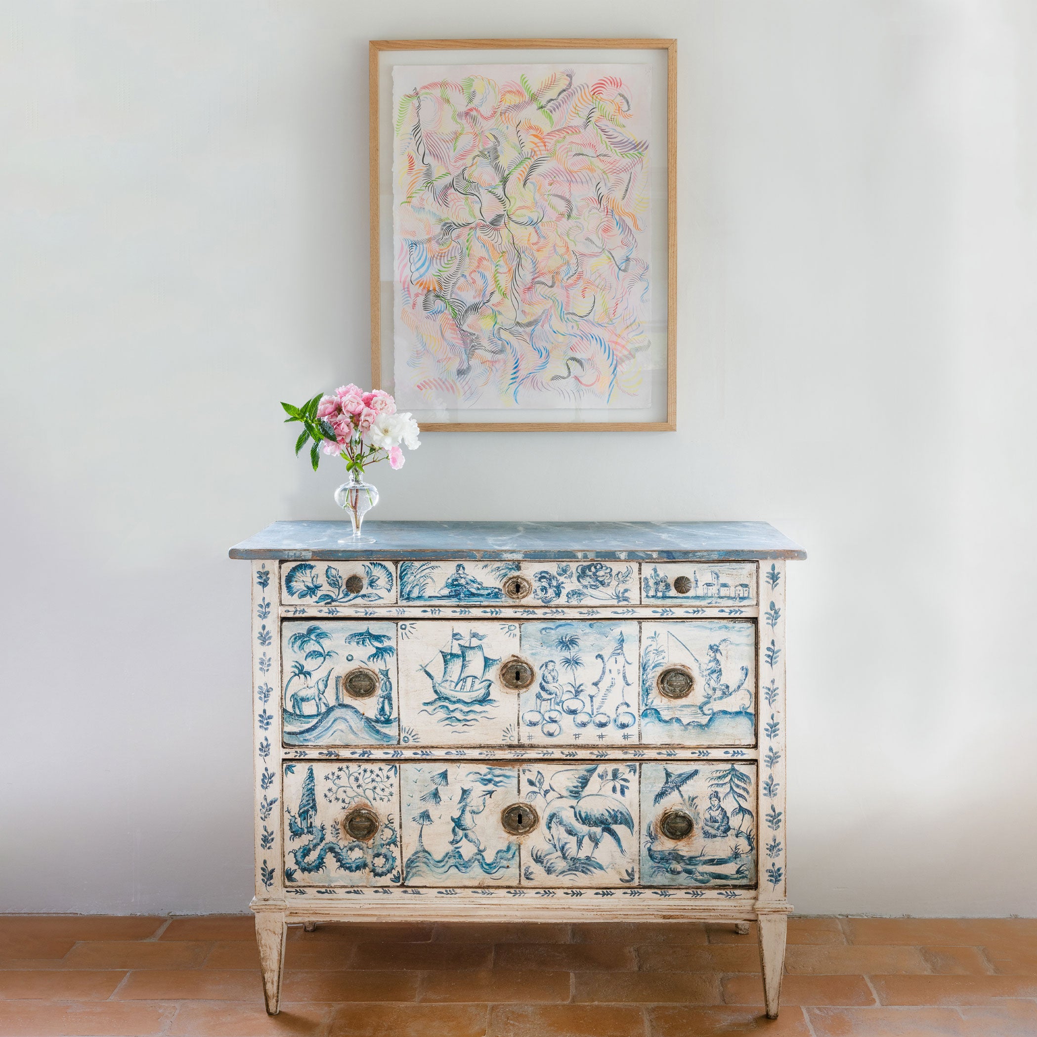 Blue Delft Tile Chest