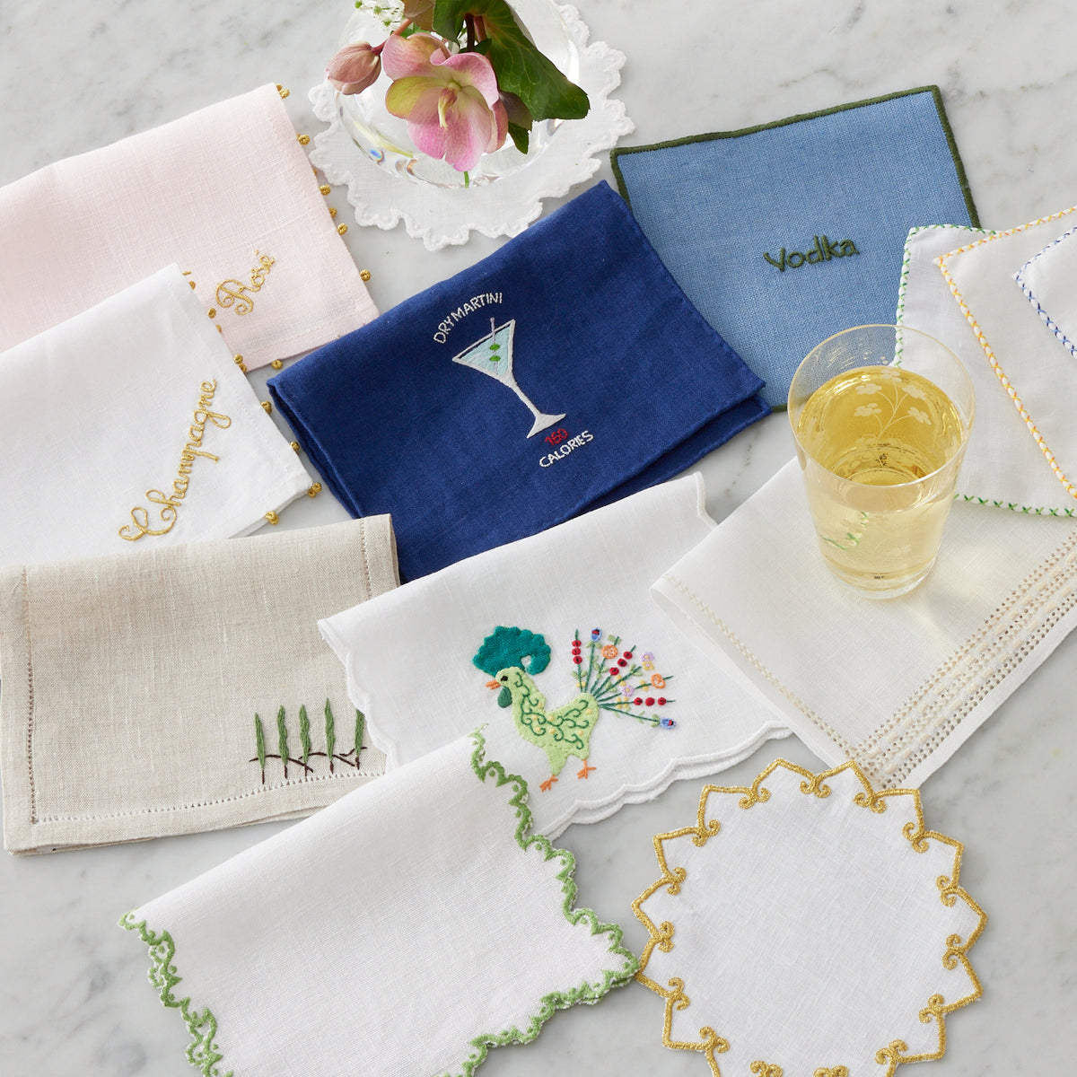 Rose Cocktail Napkins