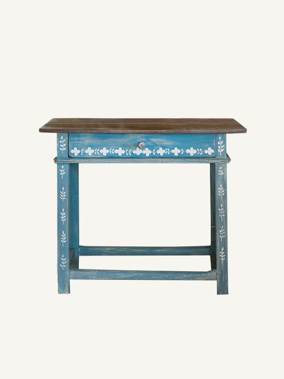 Hand-Painted Blue Bed Side Table