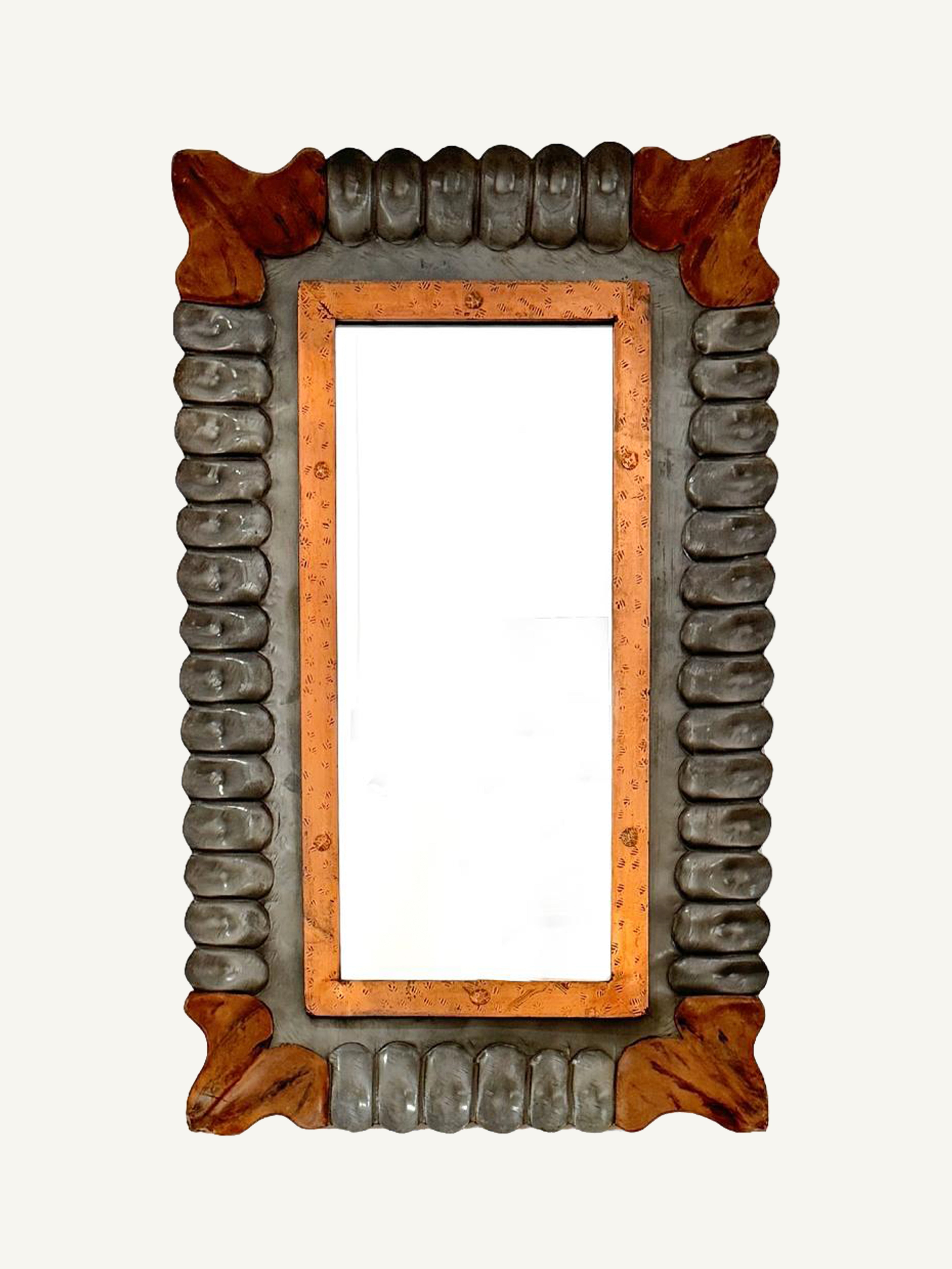 Zinc & Leather Mirror c. 1970