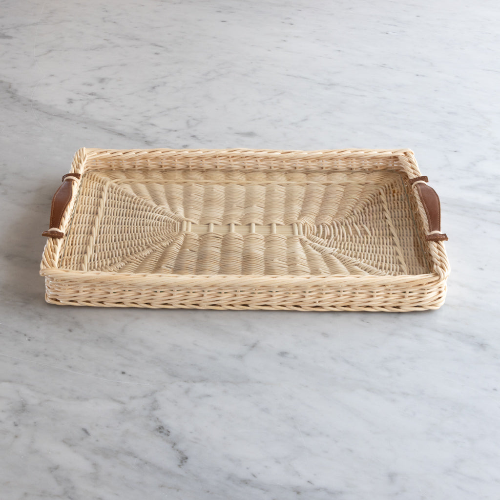 Leather Handle Tray Rectangular