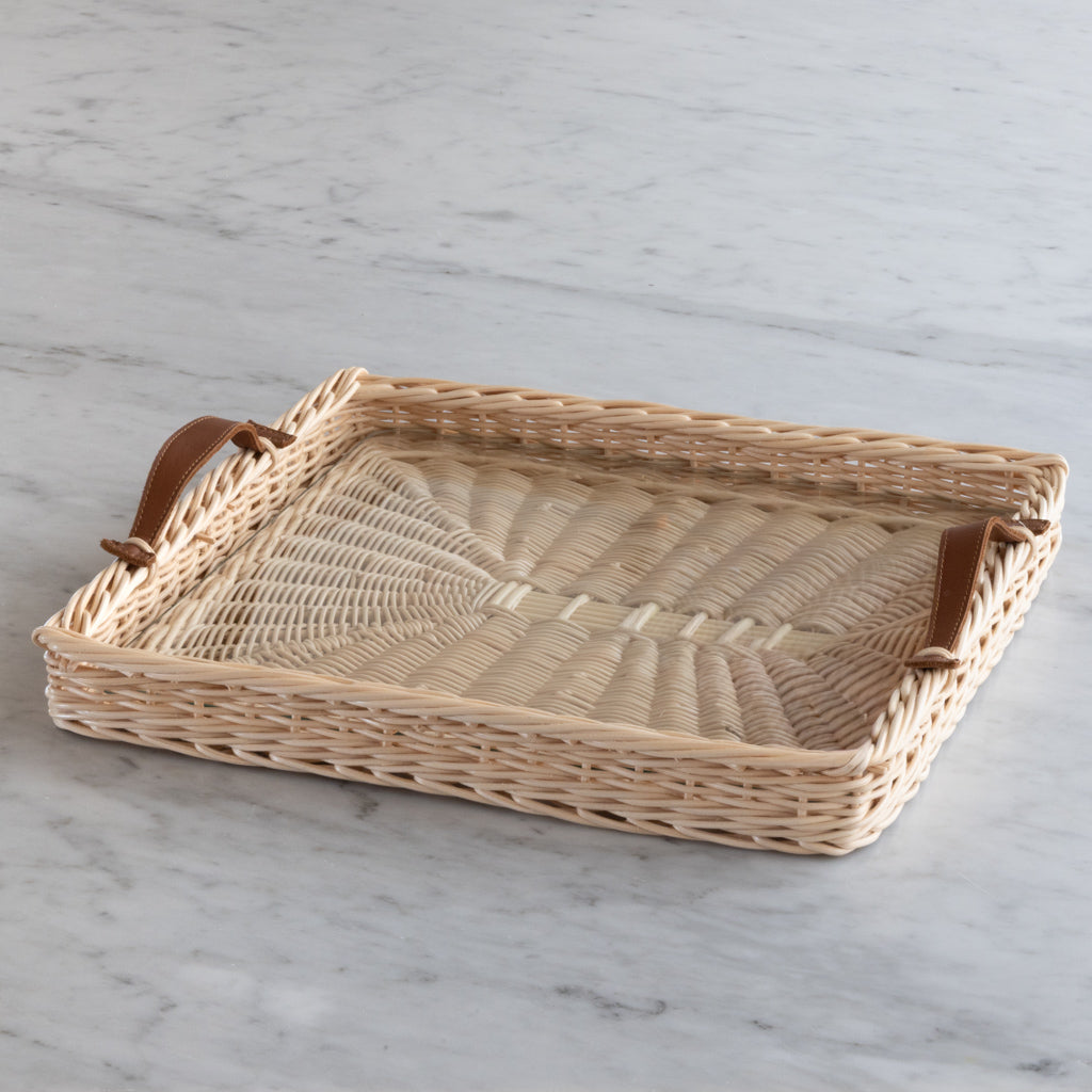 Leather Handle Tray Square