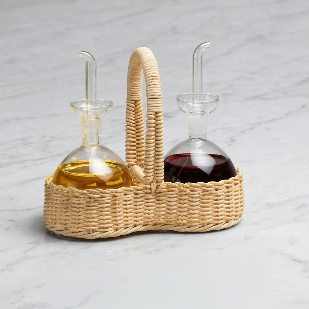 Wicker Olive Oil & Vinegar Set