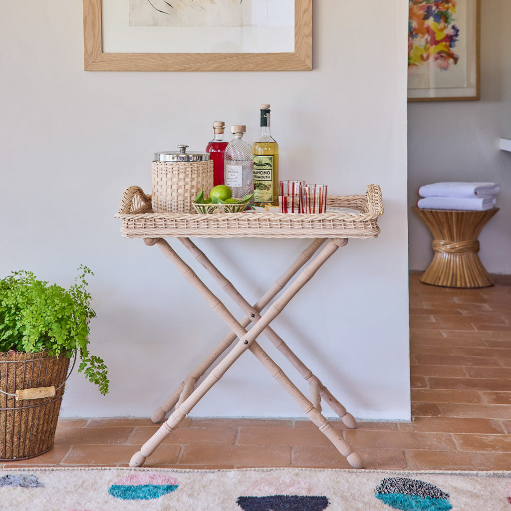 Wicker Tray and Stand