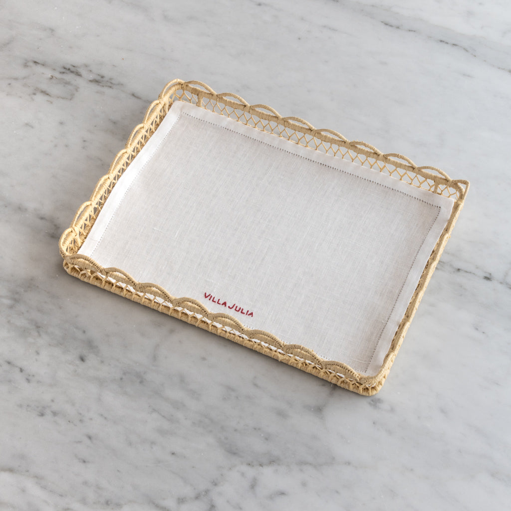 Mini Raffia Scalloped Tray with Personalized Liner