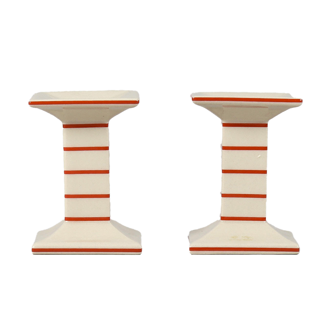 Pair of Ceramic Stripe Candlesticks