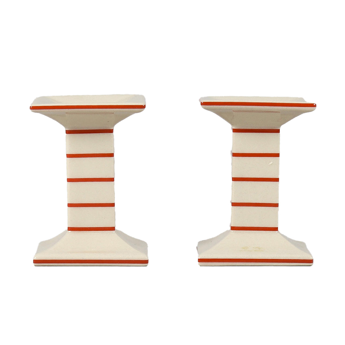 Pair of Ceramic Stripe Candlesticks