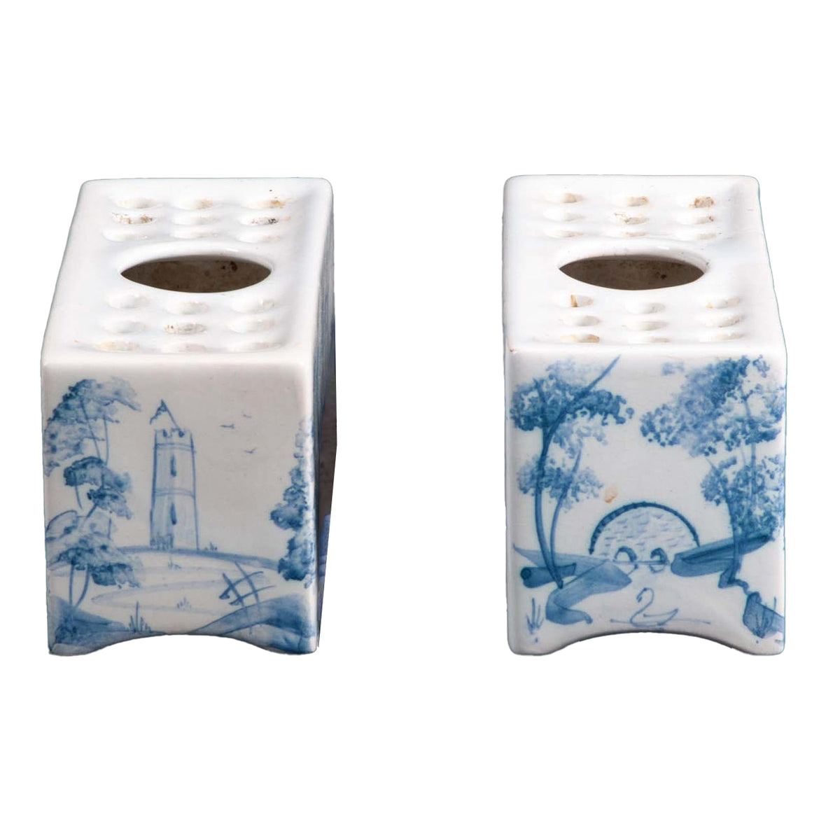 Pair of Vintage Hand Painted Mini Tulipiere Vases