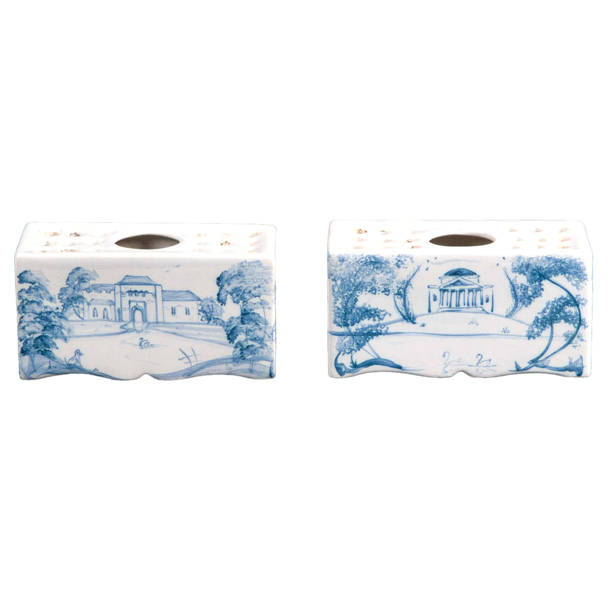 Pair of Vintage Hand Painted Mini Tulipiere Vases