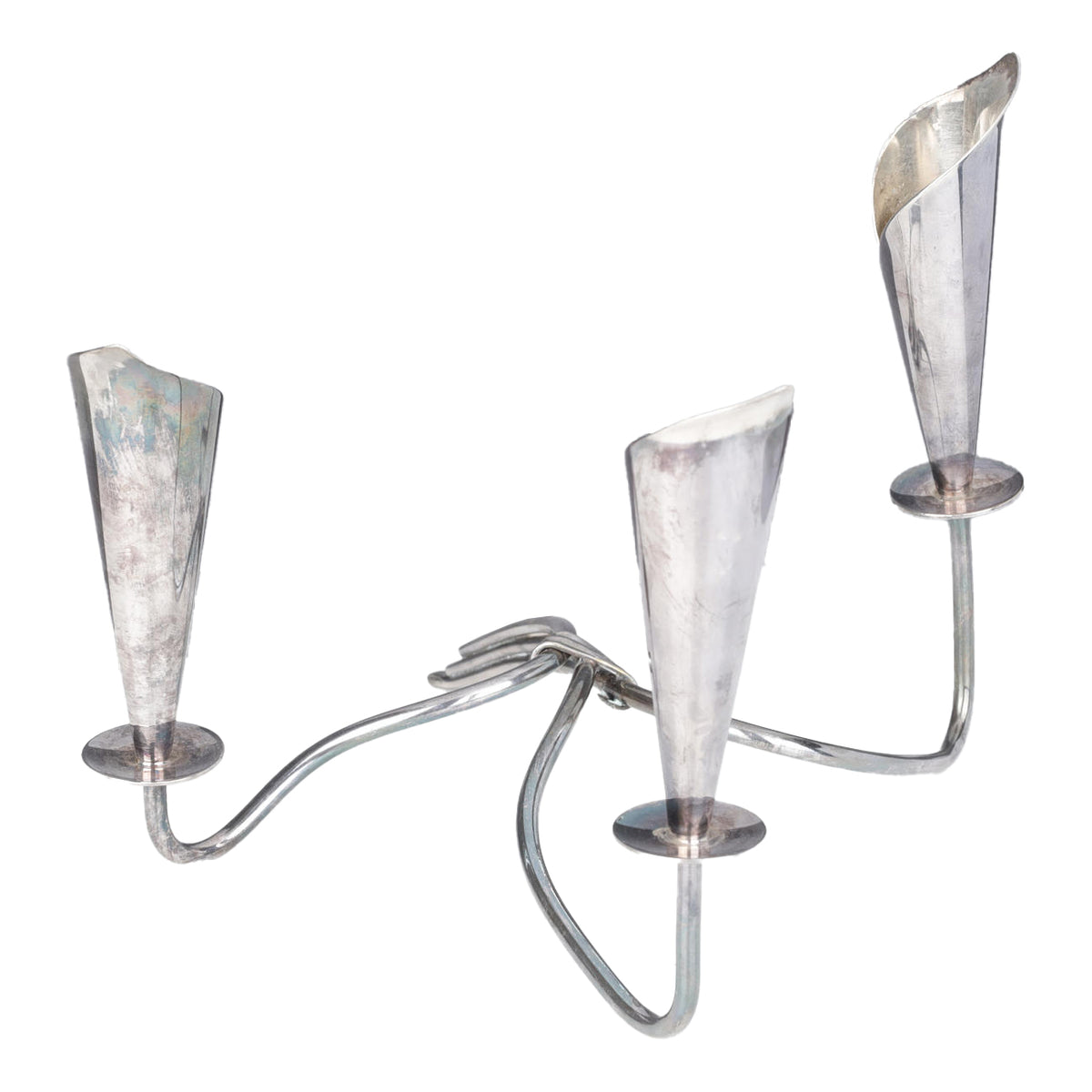 Pair of Silver Calla Lily Candlesticks & Vase