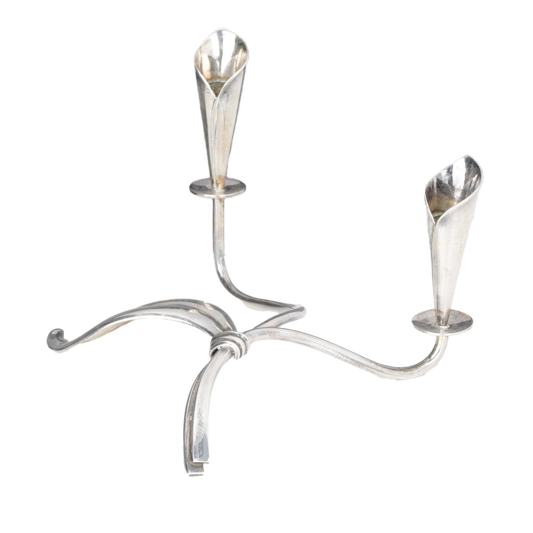 Pair of Silver Calla Lily Candlesticks & Vase