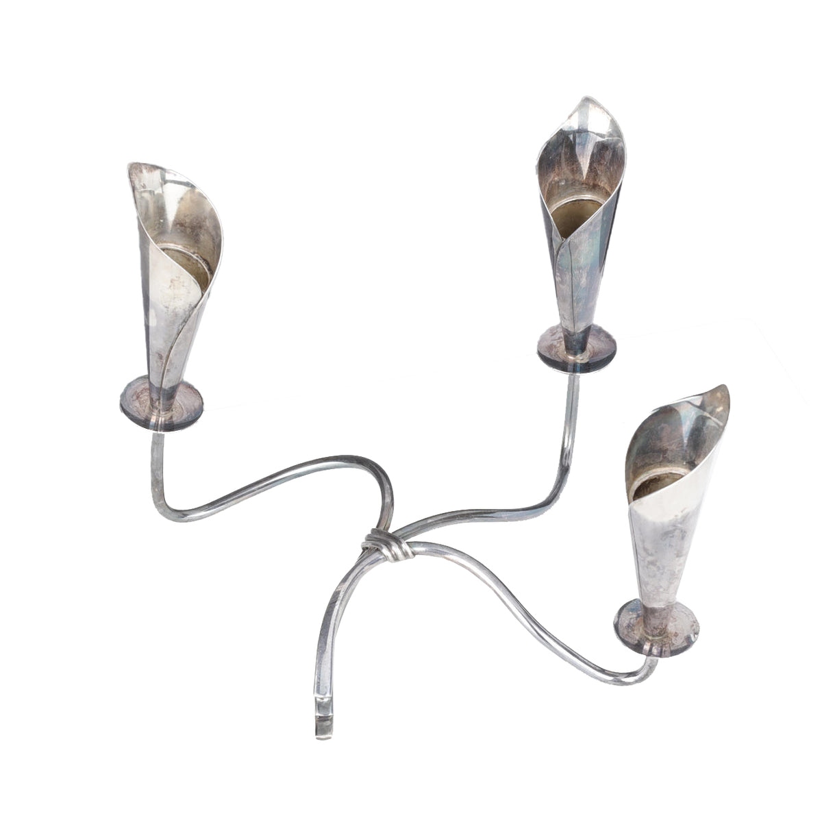 Pair of Silver Calla Lily Candlesticks & Vase