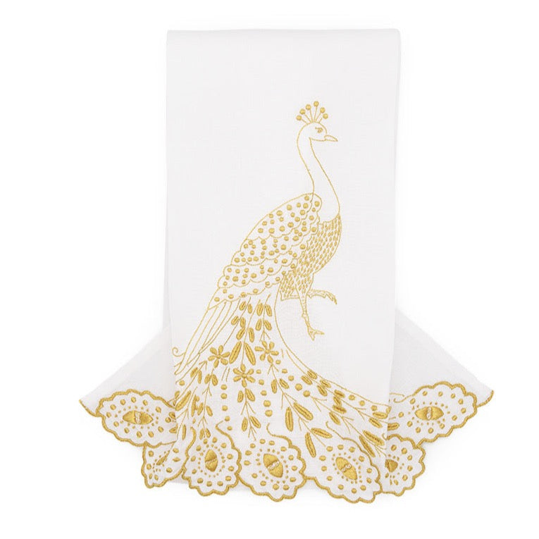 Peacock Guest Towel - Gold