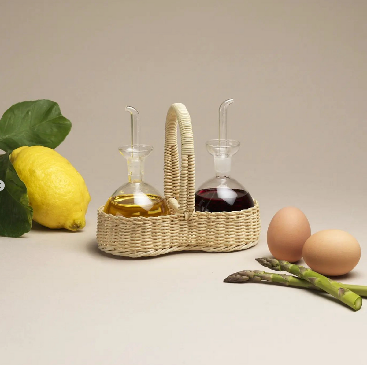 Wicker Olive Oil & Vinegar Set