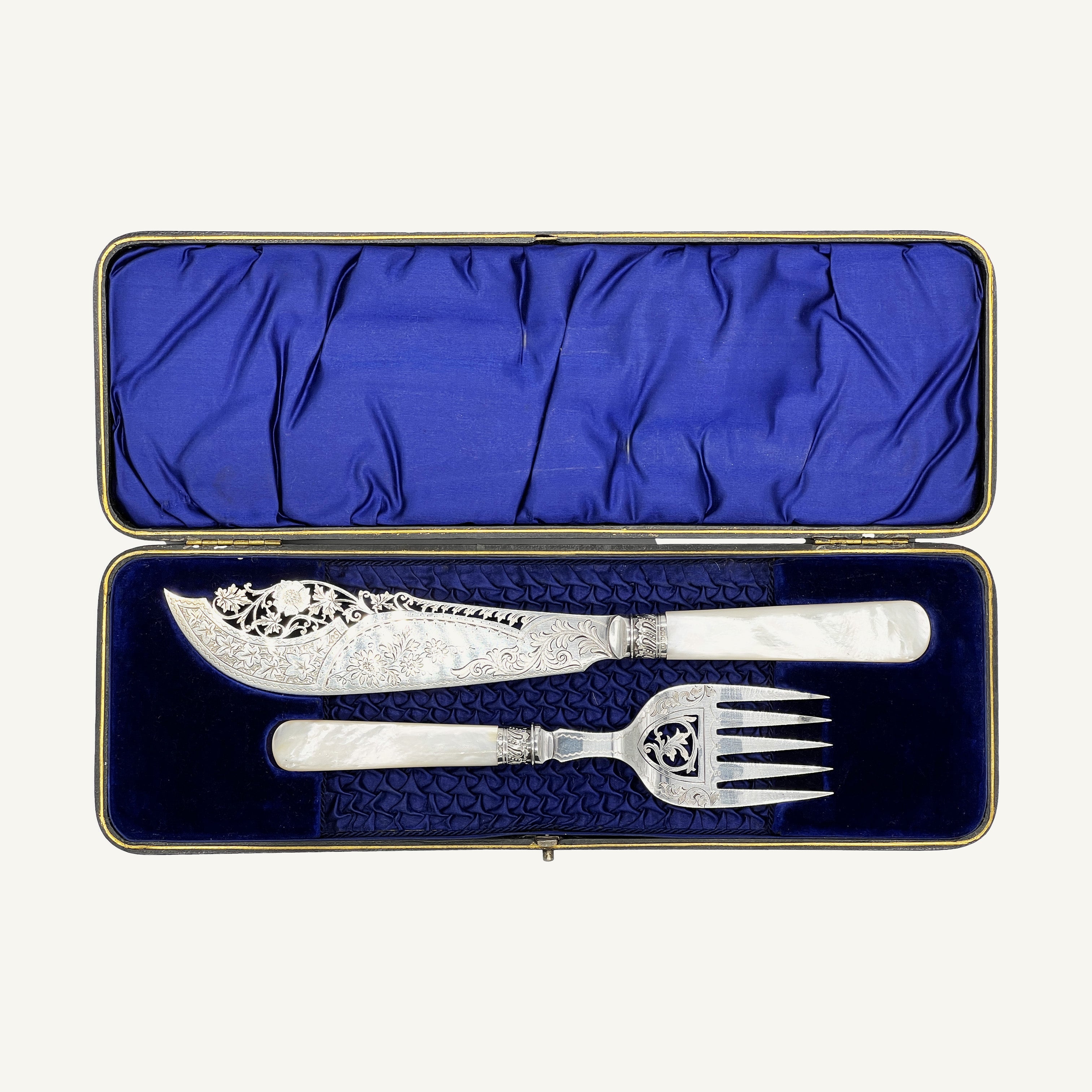 Antique Engraved Fork and Knife Set