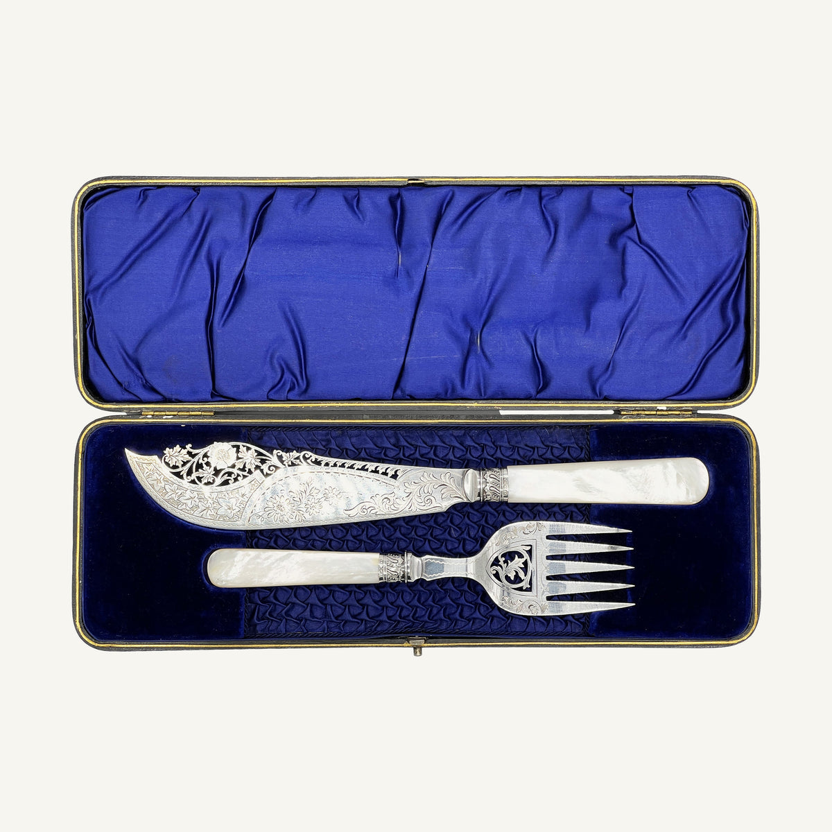 Antique Engraved Fork and Knife Set