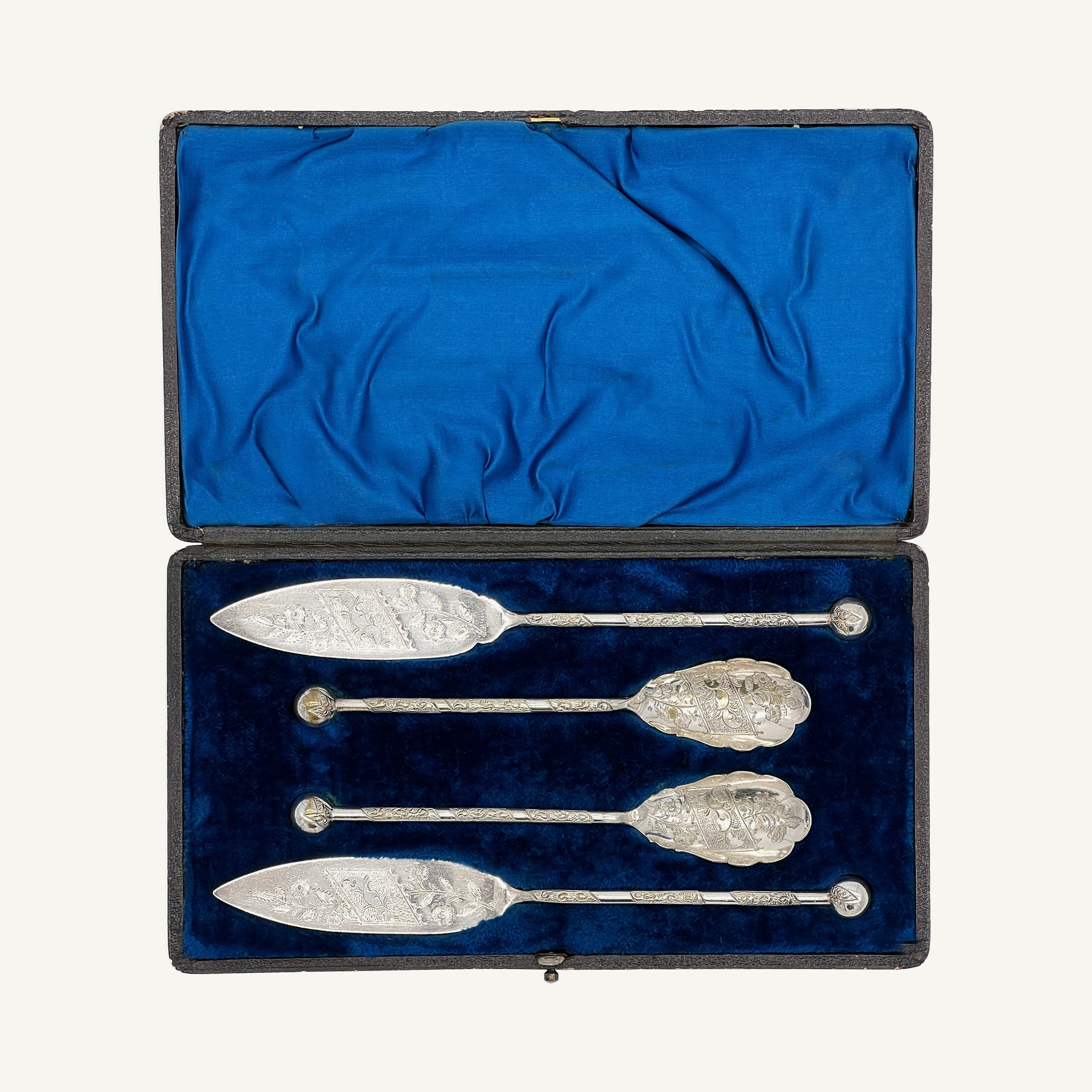 Antique Engraved Silver Spoon & Server Set