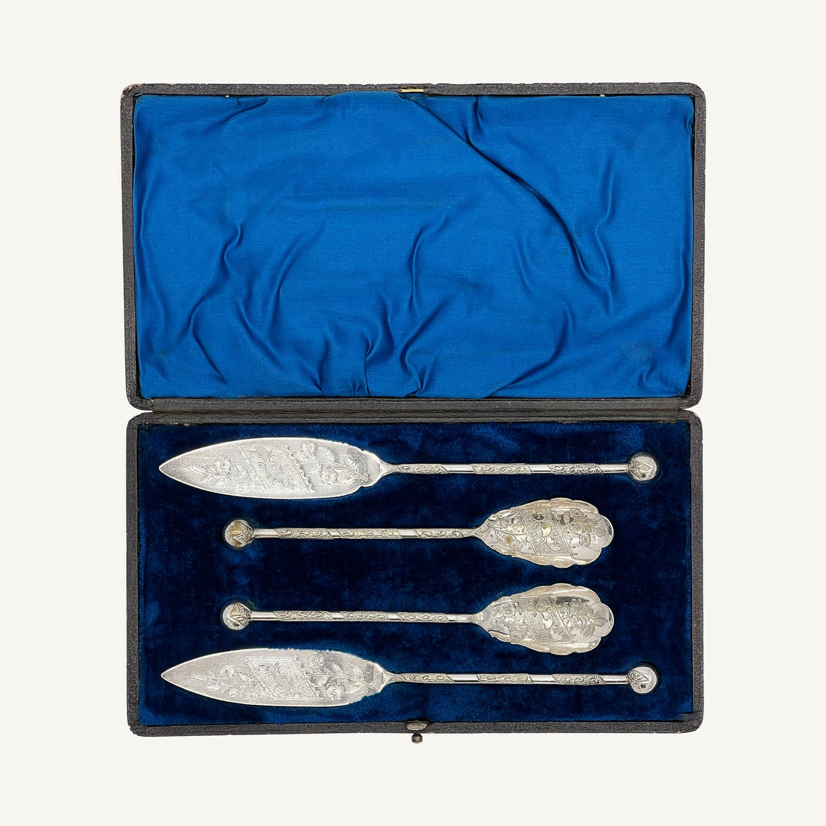 Antique Engraved Silver Spoon & Server Set