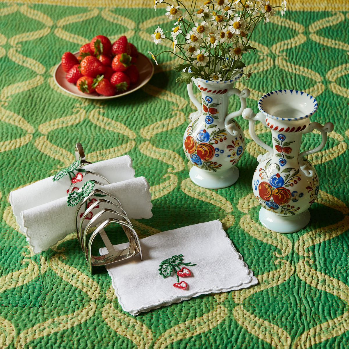 Strawberry Cocktail Napkins - White