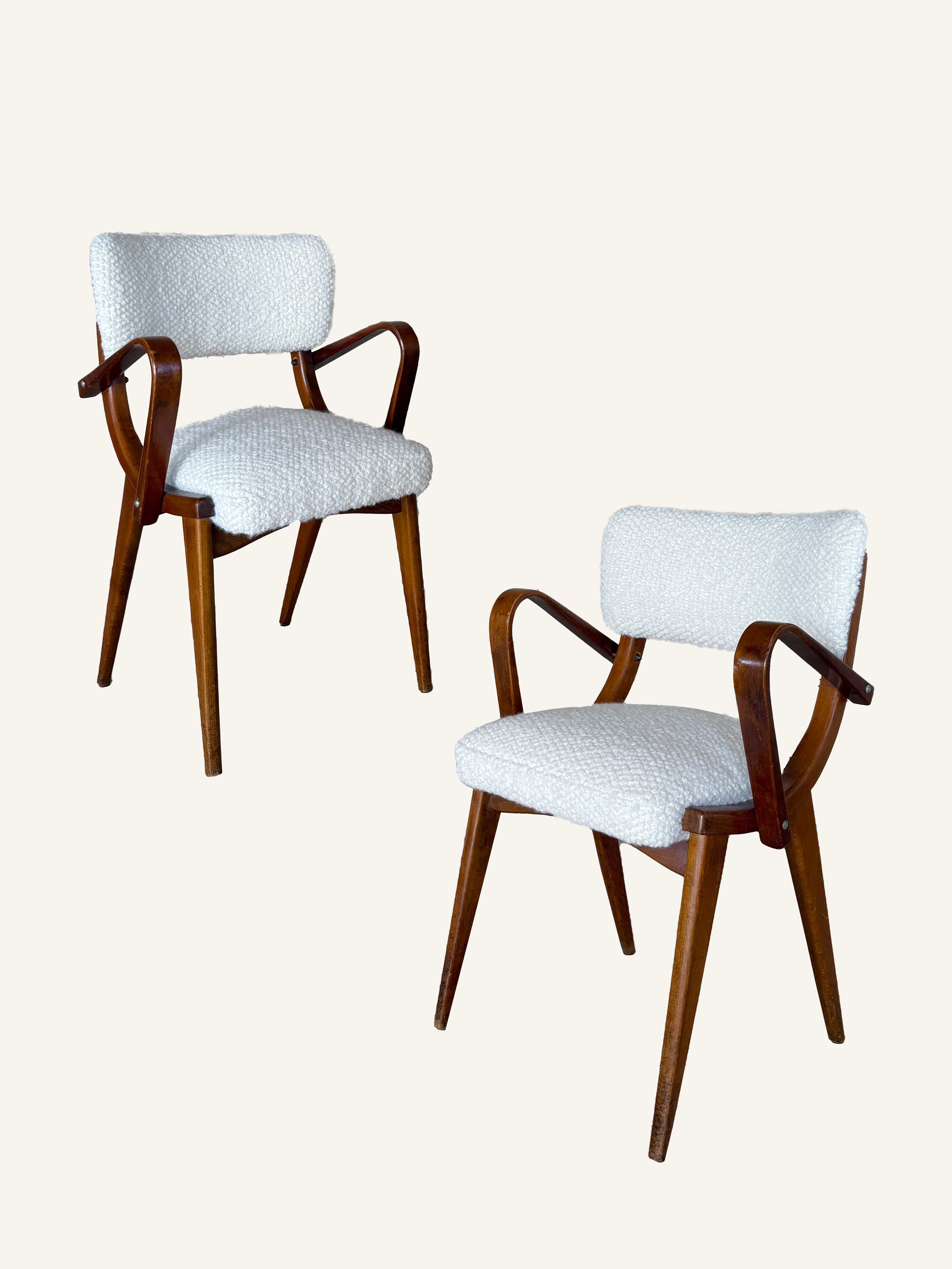 Pair of Mid-Century Modern Boucle Arm Chairs c. 1970