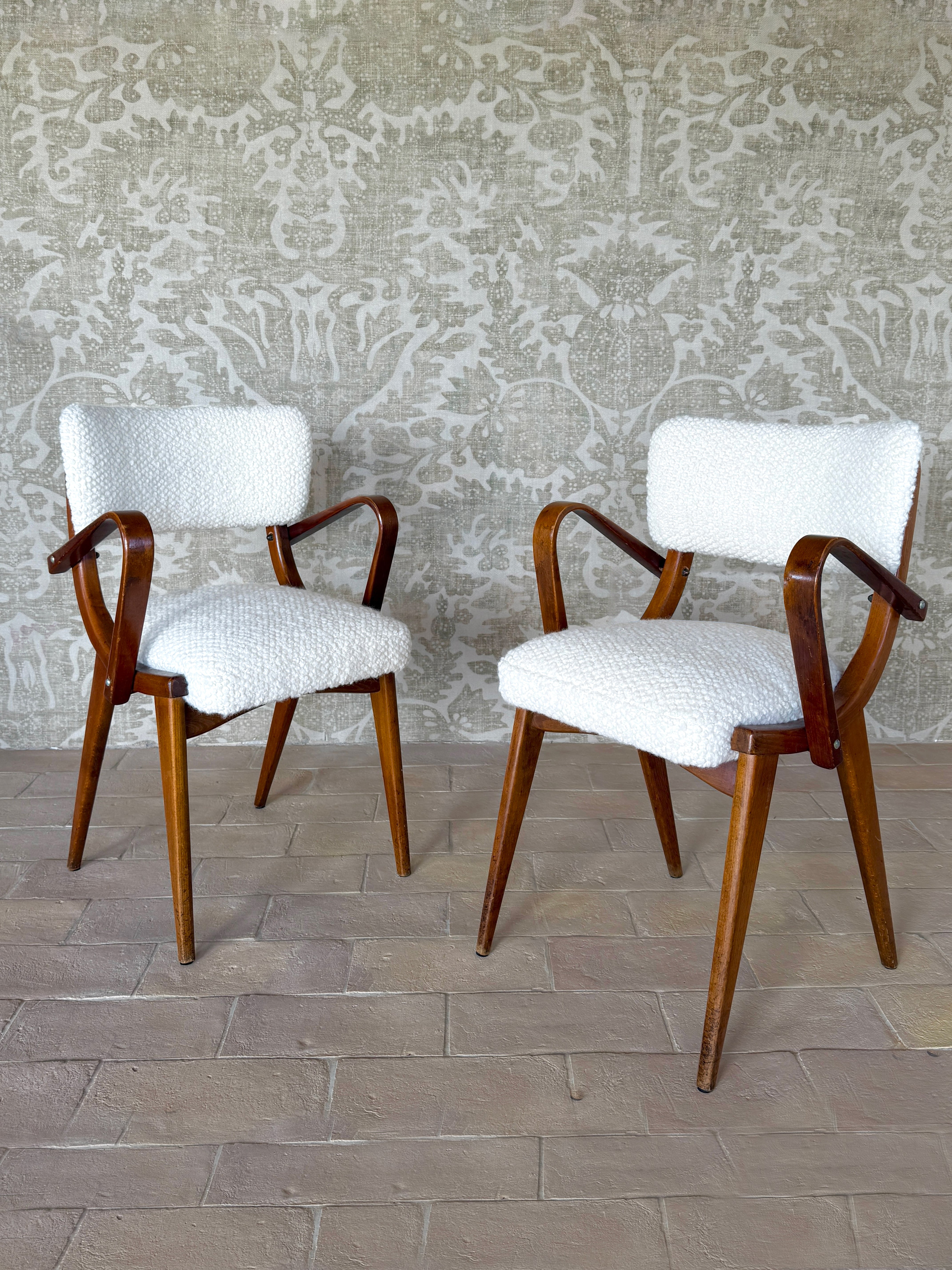 Pair of Mid-Century Modern Boucle Arm Chairs c. 1970