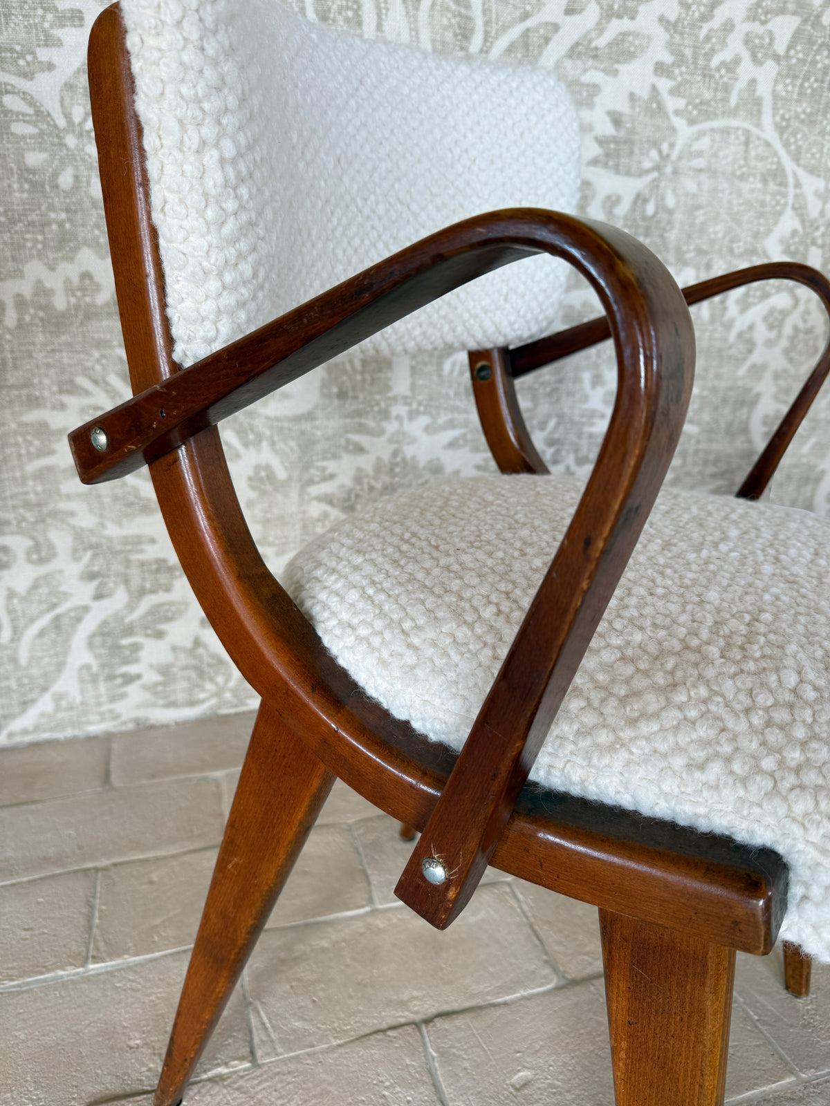 Pair of Mid-Century Modern Boucle Arm Chairs c. 1970