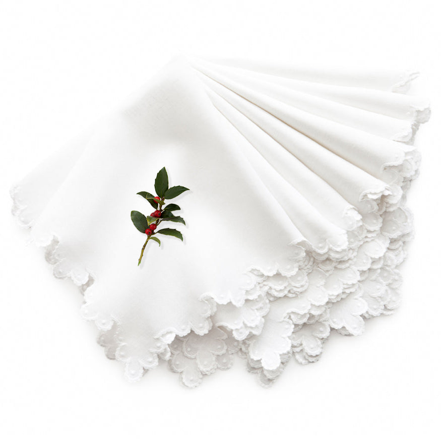 Calais Dinner Napkins - White