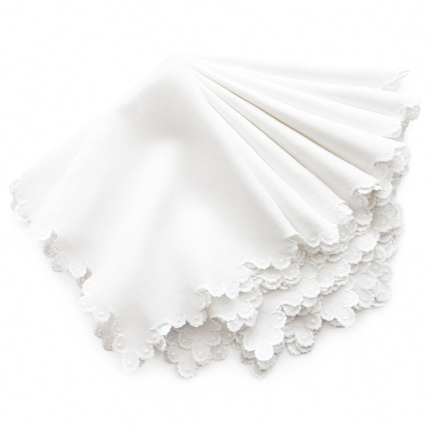 Calais Dinner Napkins - White