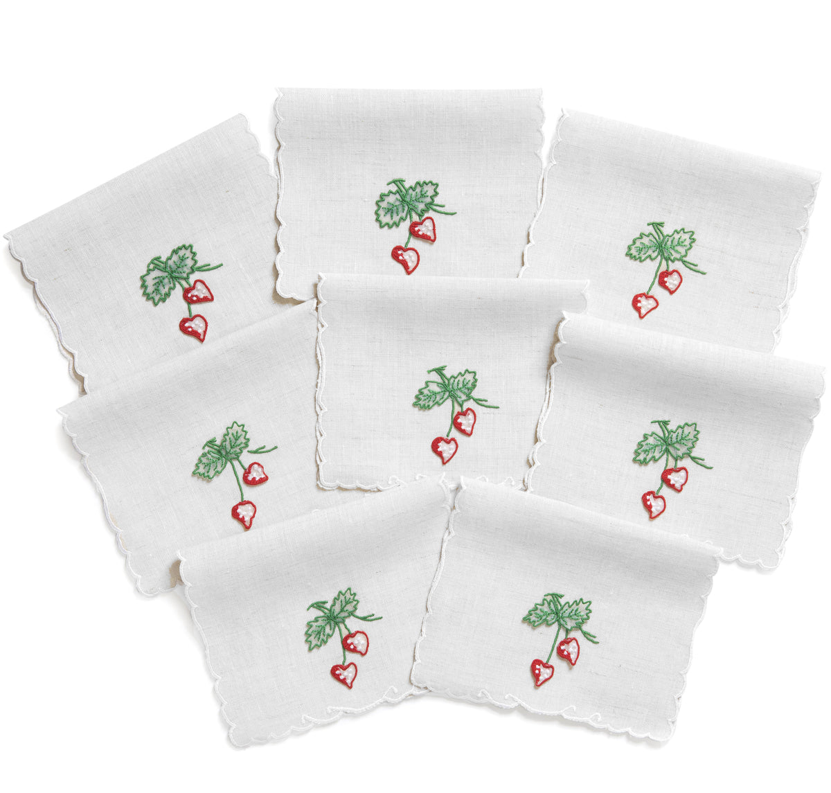 Strawberry Cocktail Napkins - White