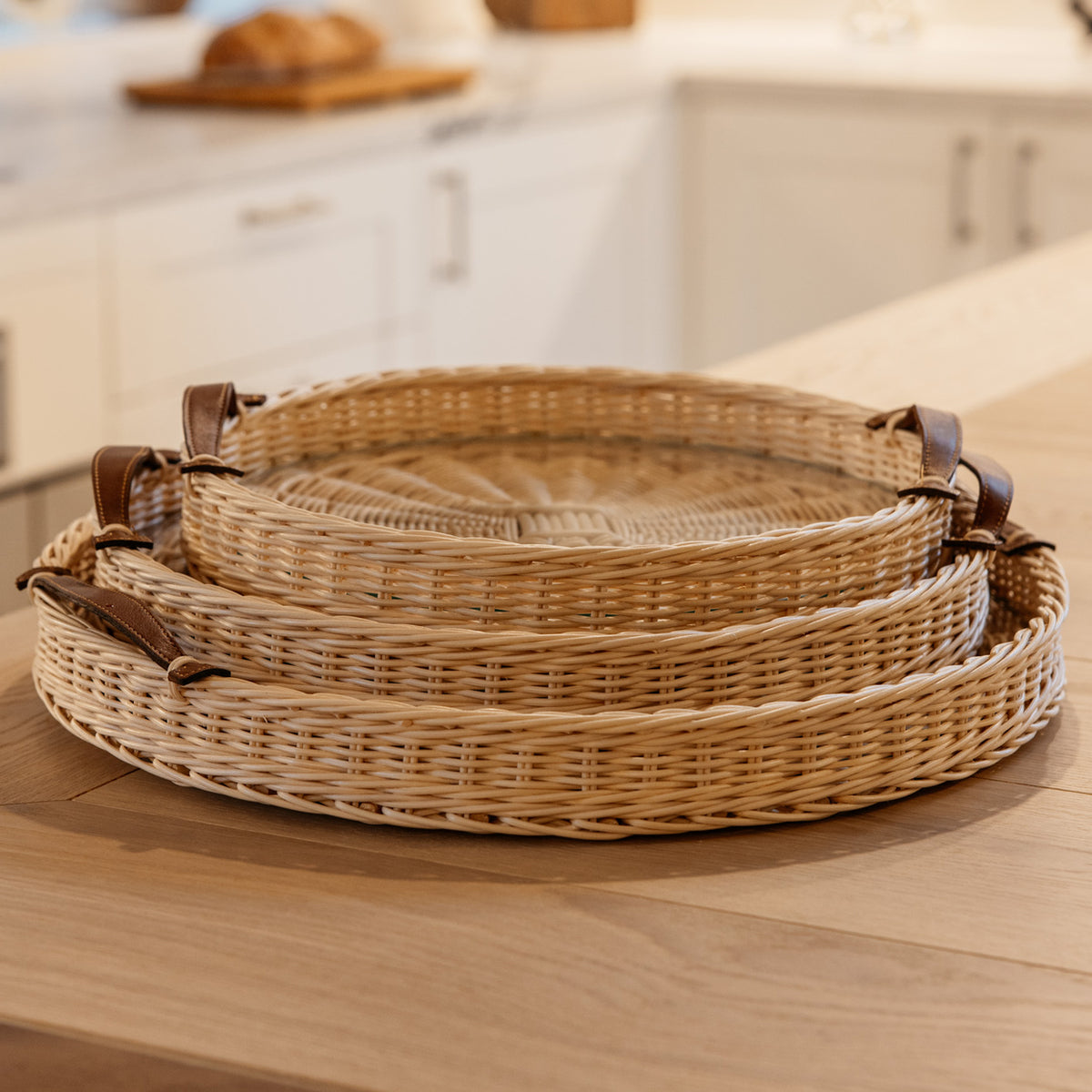 Leather Handle Tray - Medium