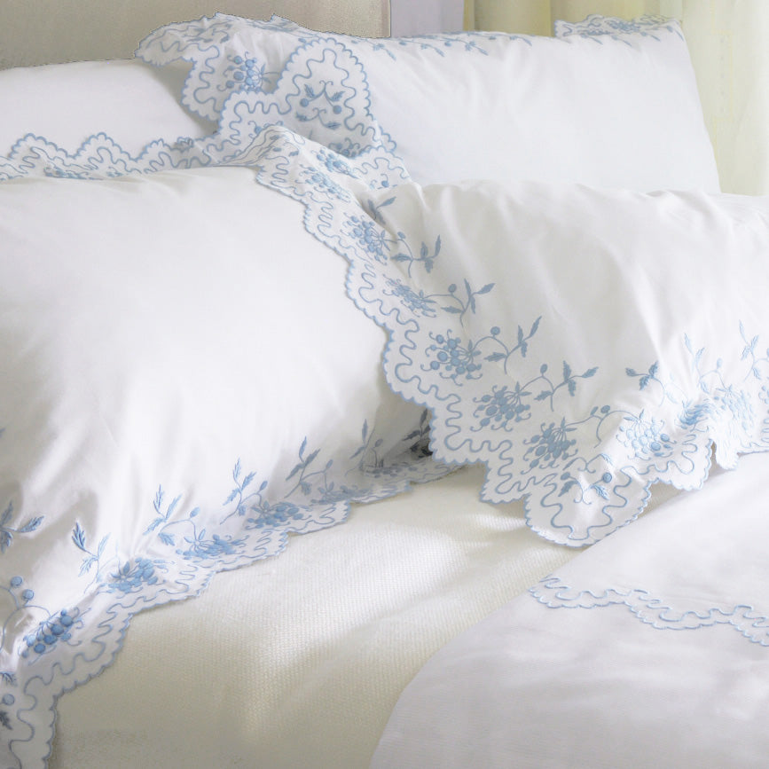 French Antique Linen double bedsheet with embroidery and hot Monogram