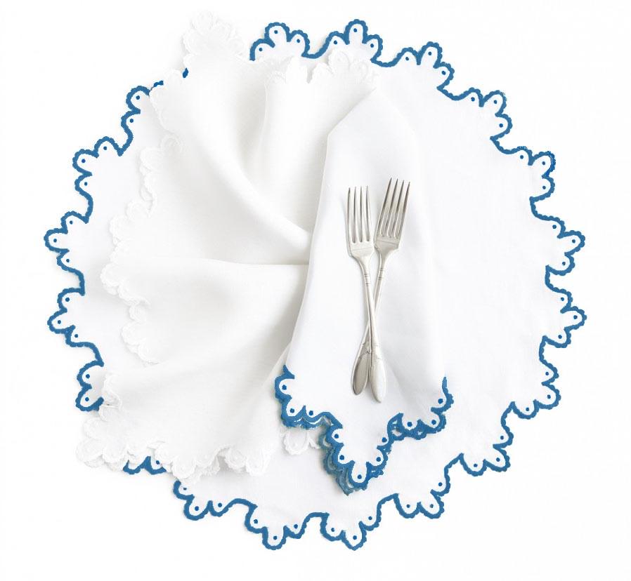 Julia B. Calais Table Linens - White & French Blue