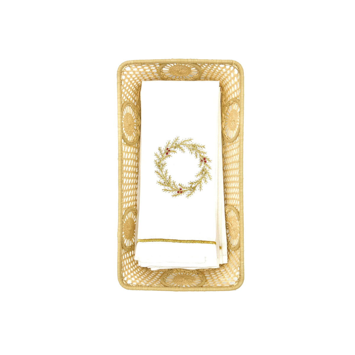 Christmas Guest Towels & Basket Set - Gold