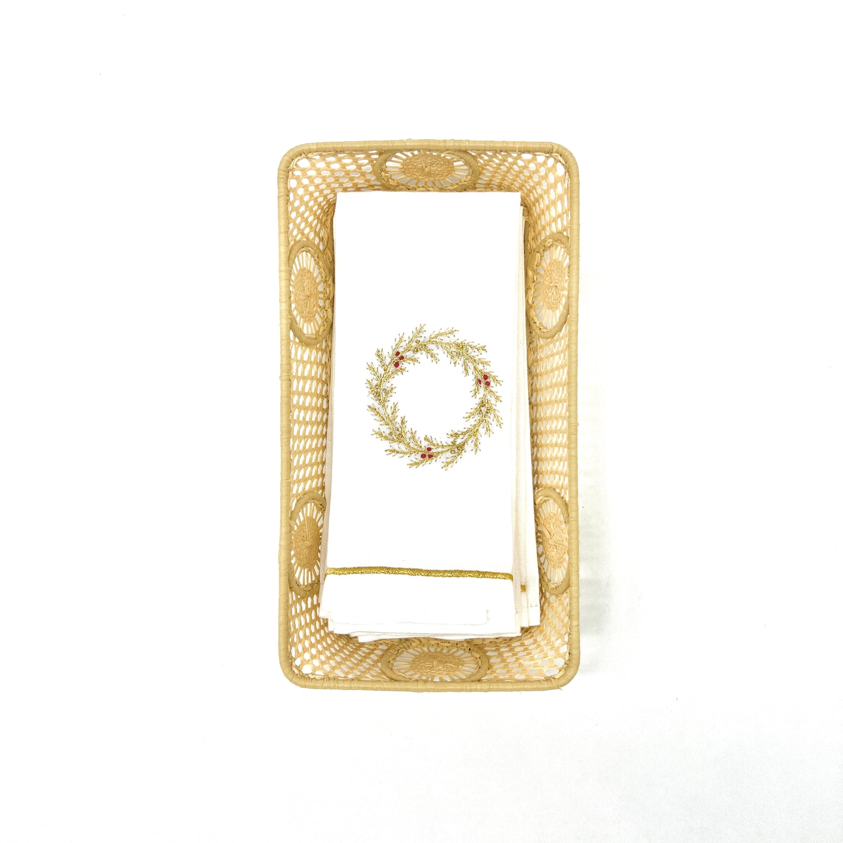 Christmas Guest Towels & Basket Set - Gold-Julia B. Casa