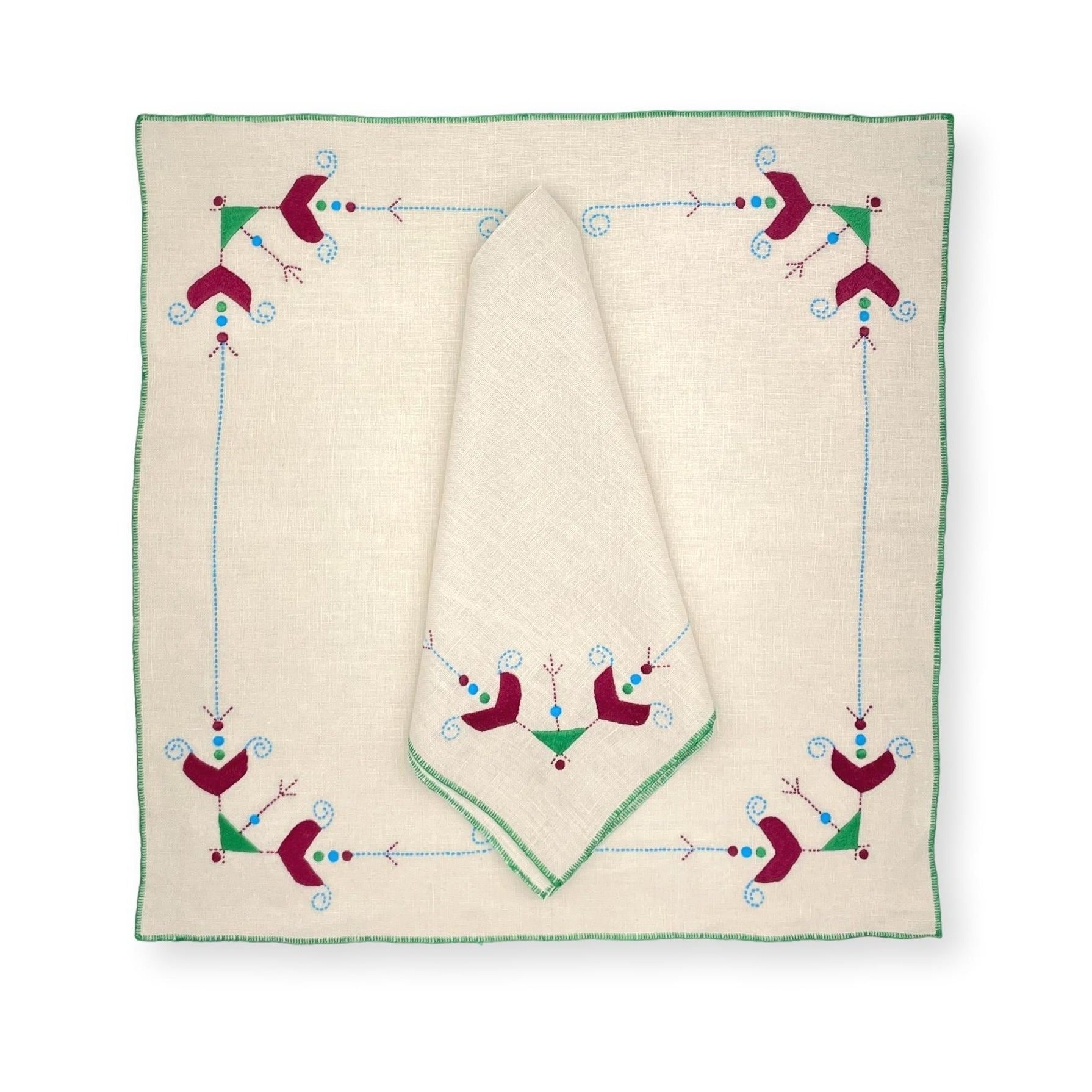 Cortina Table Linens - Red & Turquoise & Green-Julia B. Casa
