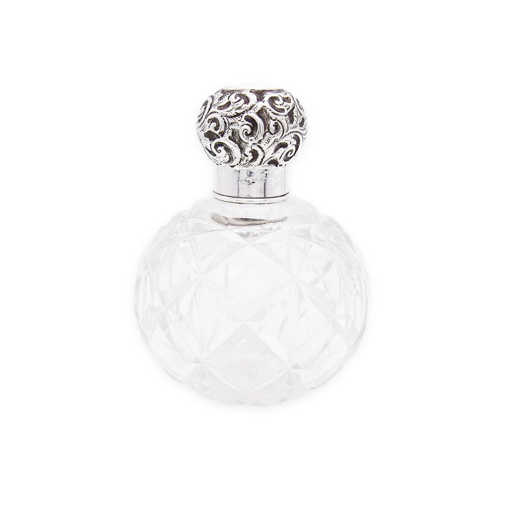 Crystal Perfume Bottle with Silver Top-Julia B. Casa