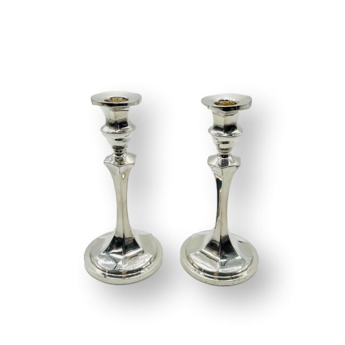 Julia B. Faceted Silver Plate Candlesticks