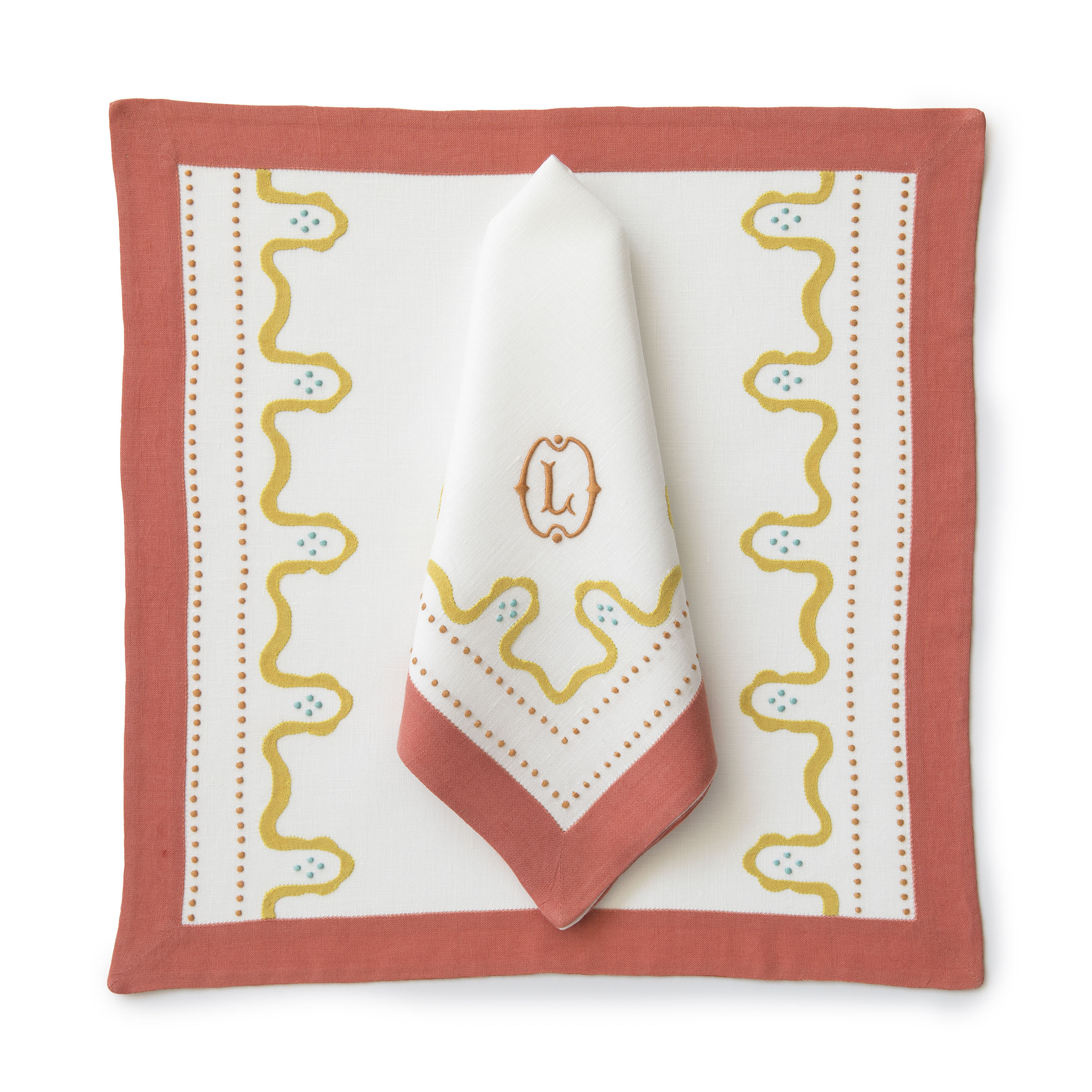 Florence Monogrammed Cloth Dinner Napkins - Set of 4 napkins