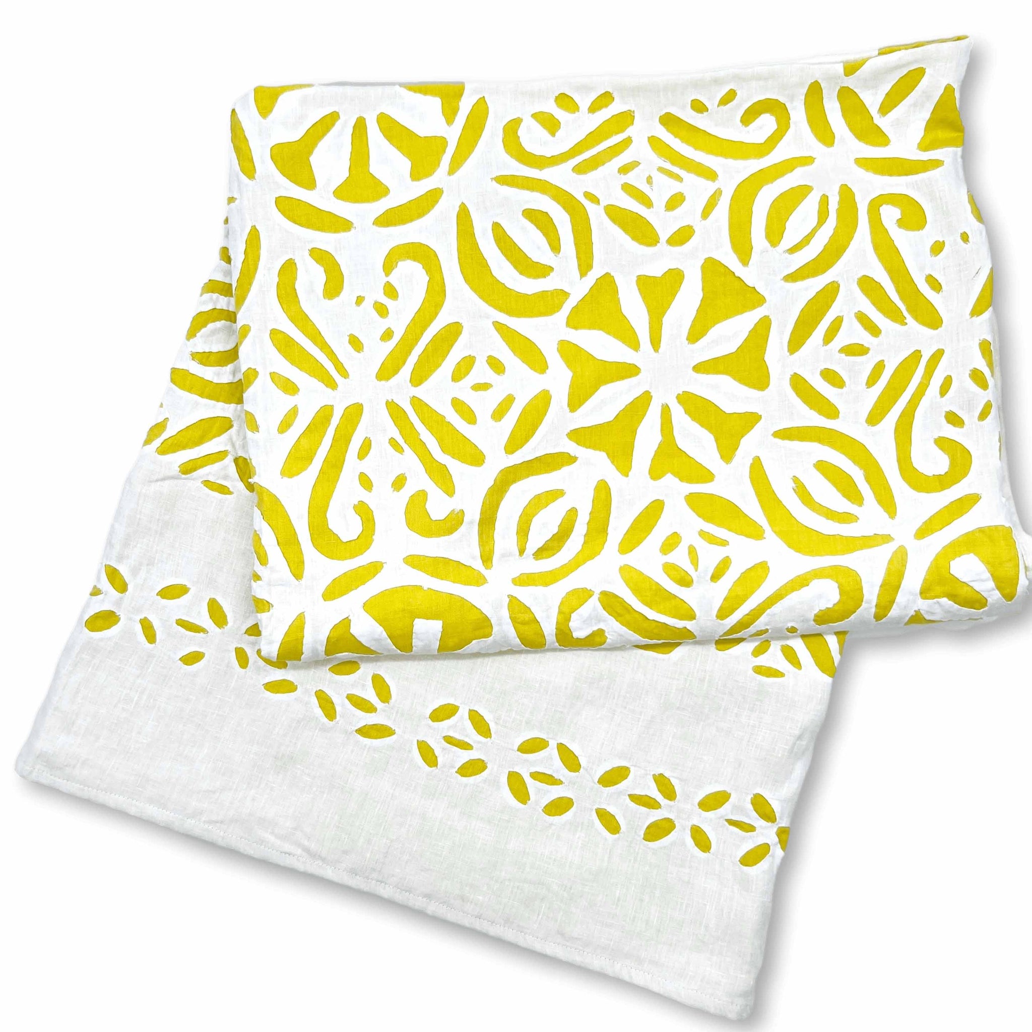 Hand Appliqué Tablecloth - Mustard-Julia B. Casa