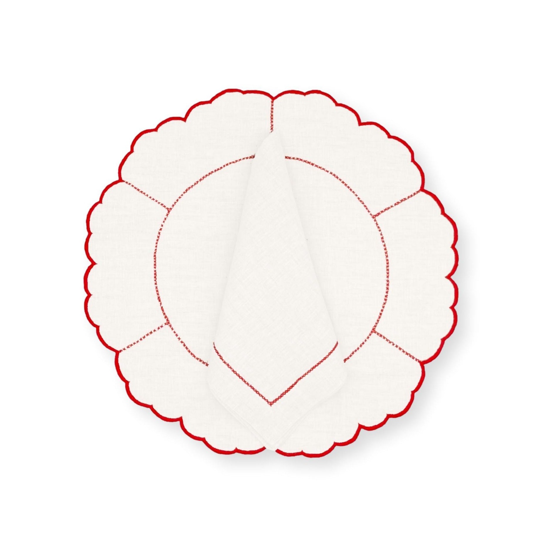 Lido Table Linens - White & Red-Julia B. Casa