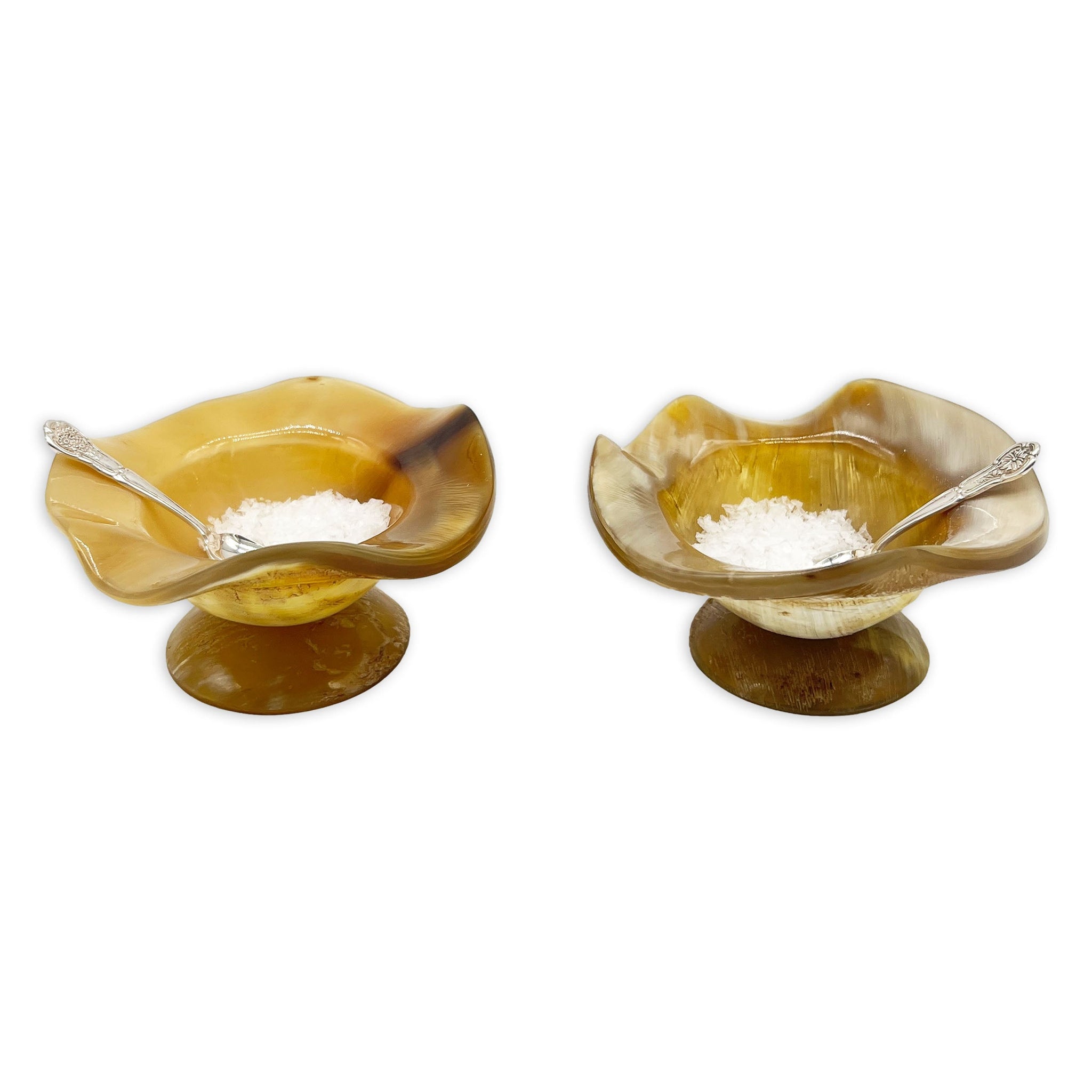 Pair of Horn Salt Dishes with Spoons-Julia B. Casa