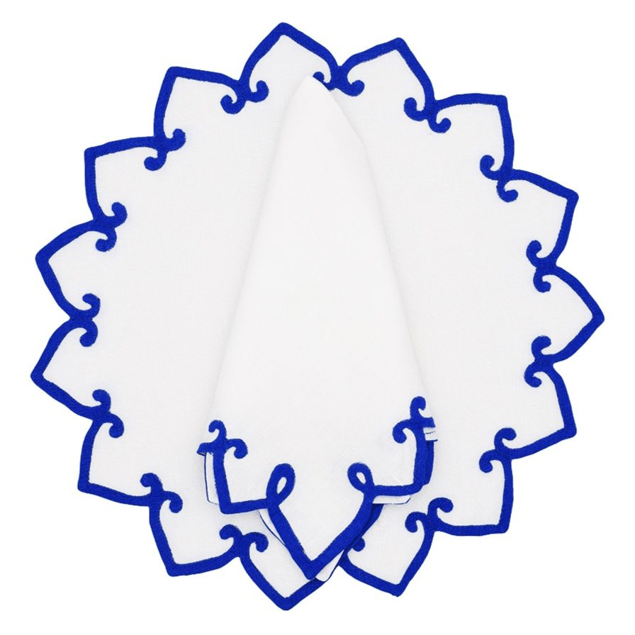 Hoang Anh Palermo Table Linens - White & Blue